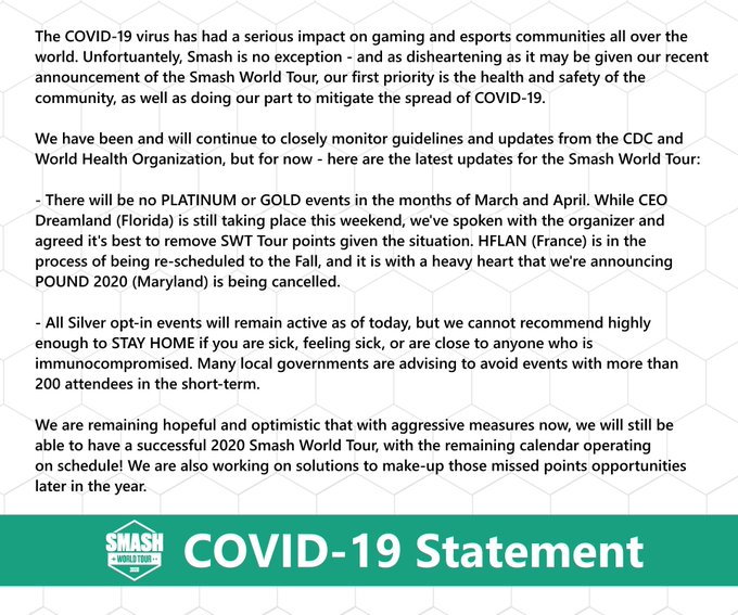 Smash World Tour COVID-19 statement.