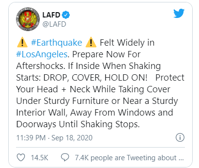 The LAPD sent several tweets like this one to remind people to take the necessary precautions.