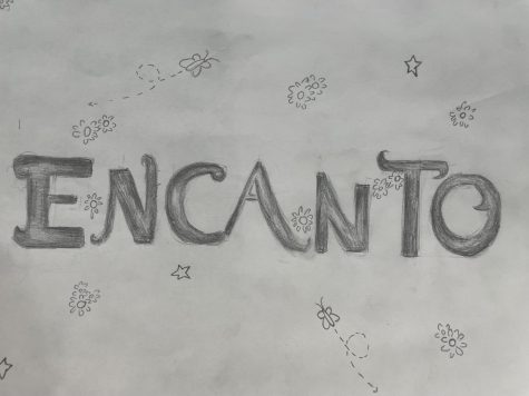A drawing of the Encanto title in pencil, made to mimic yet still differ from the original title drawing.