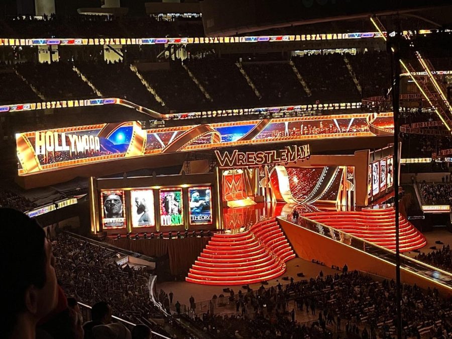 The stage was lit brightly as posters of that night's matches were showcased for the eager fans in attendance. 
Photo provided by: Troutfarm27