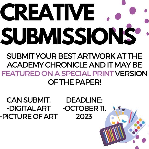 Creative submissions flyer which can also be found on the school Instagram. 