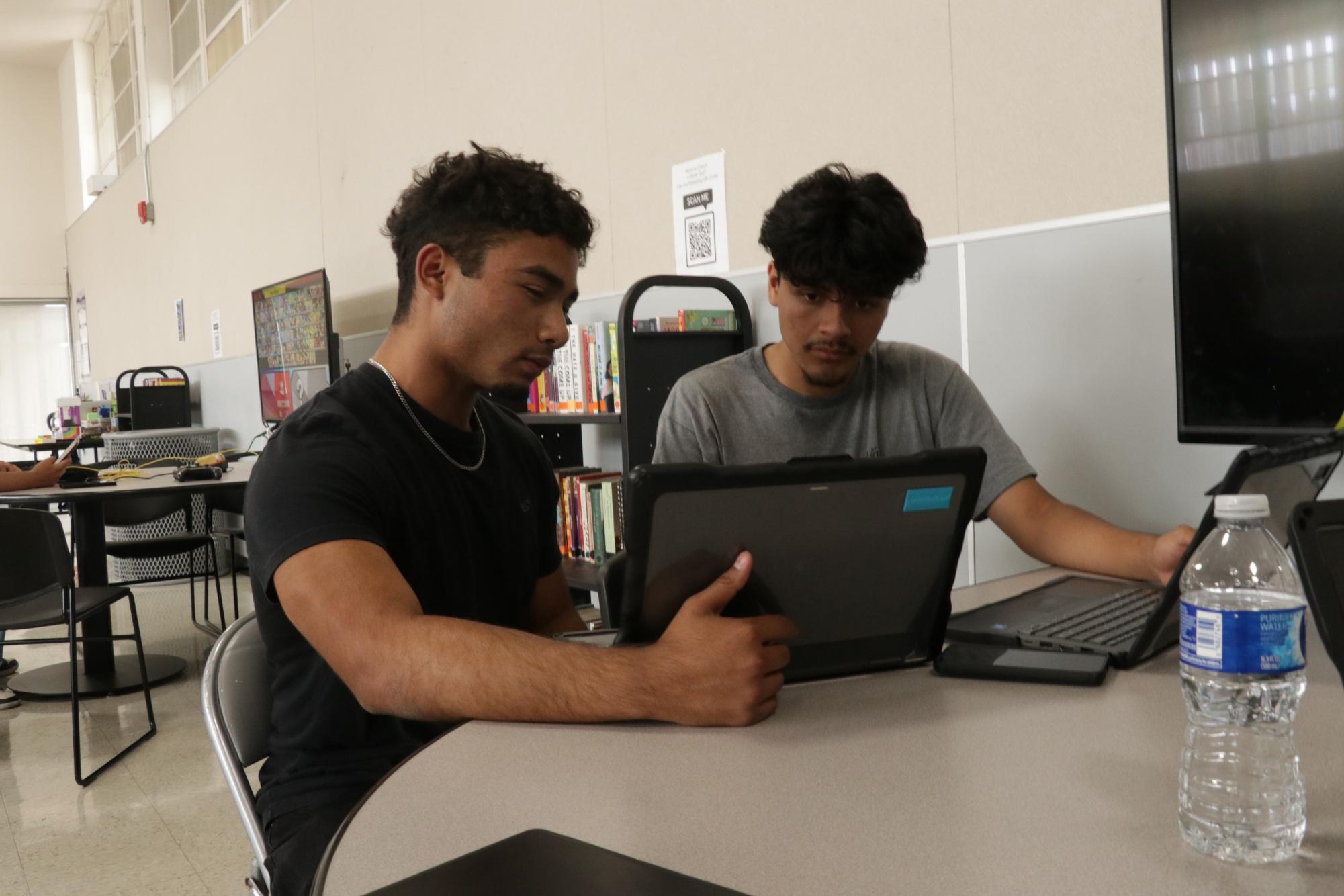 Kevin and Damian working in the MPR or new media center to complete their group work at MECA on Tuesday, September 17th.