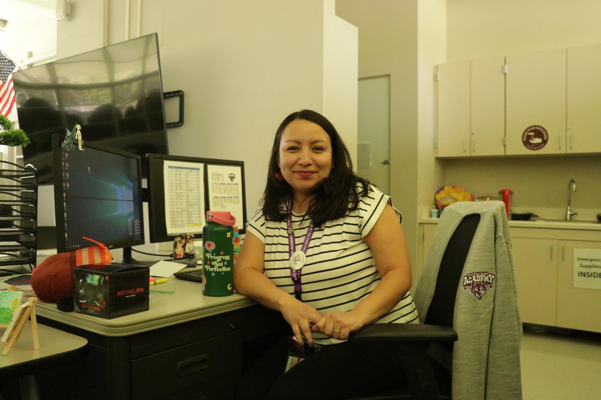 Ms. Deharo preparing for another day at work here at MECA on October 8, 2024 in the wellness center.