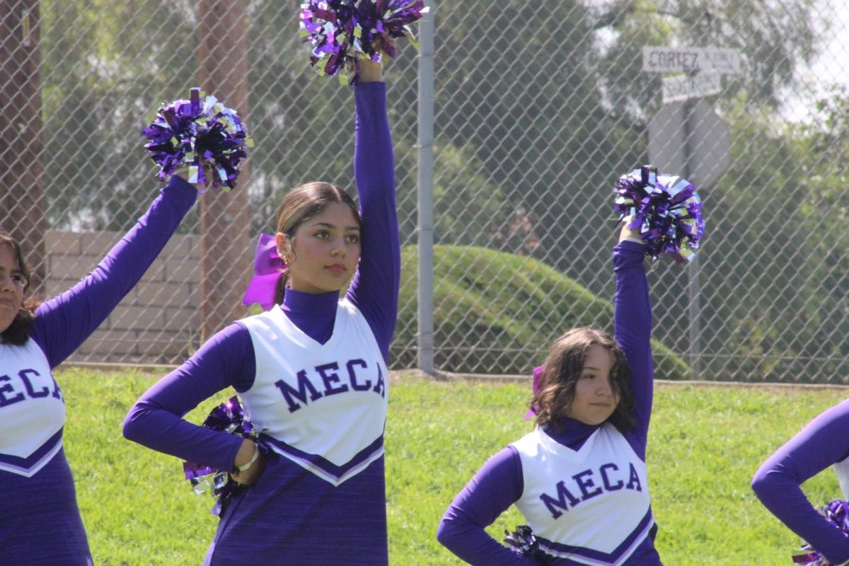 Spirit Squad at House Comp. Cindy Monjaraz (9) performs with MECA’s spirit squad at the winter house competition. Monjaraz is active in many things at school, one of which is being in the spirit squad.