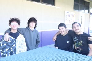 (left to right) Seniors Noah Gonzalez, Levi Meza, Gabriel Metzgar, and Alonzo Galindo taking a break from class.