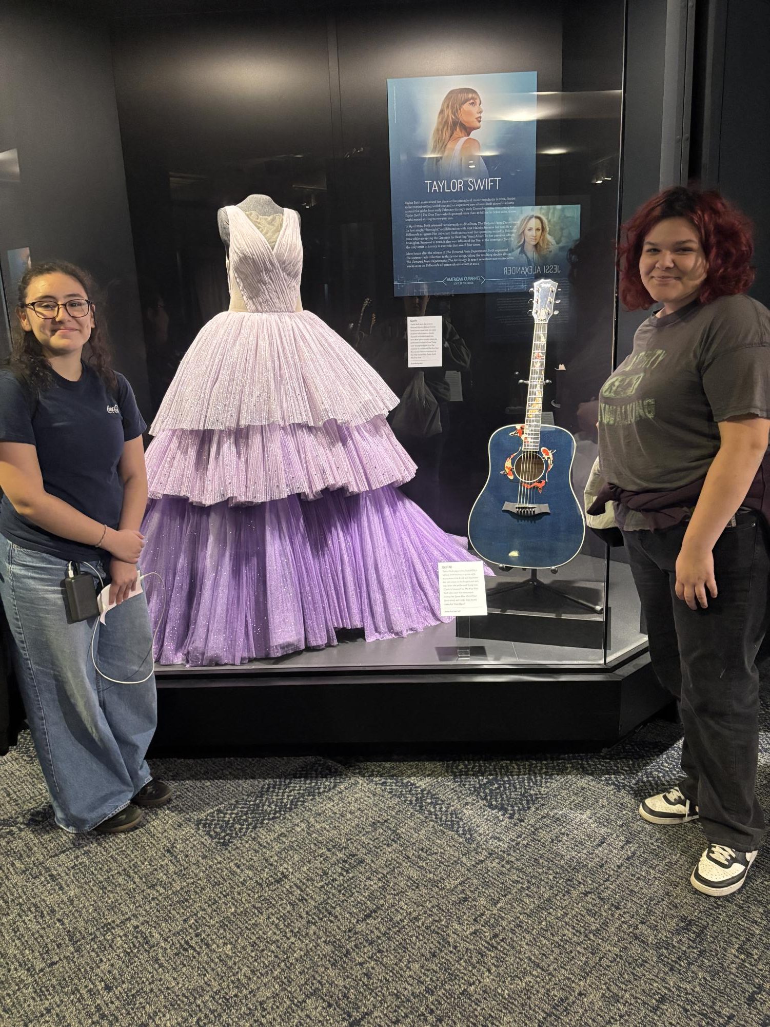 Bella Tavera-Gonzalez and Autumn Pagan were most excited to check out the Taylor Swift memorabilia at the museum.