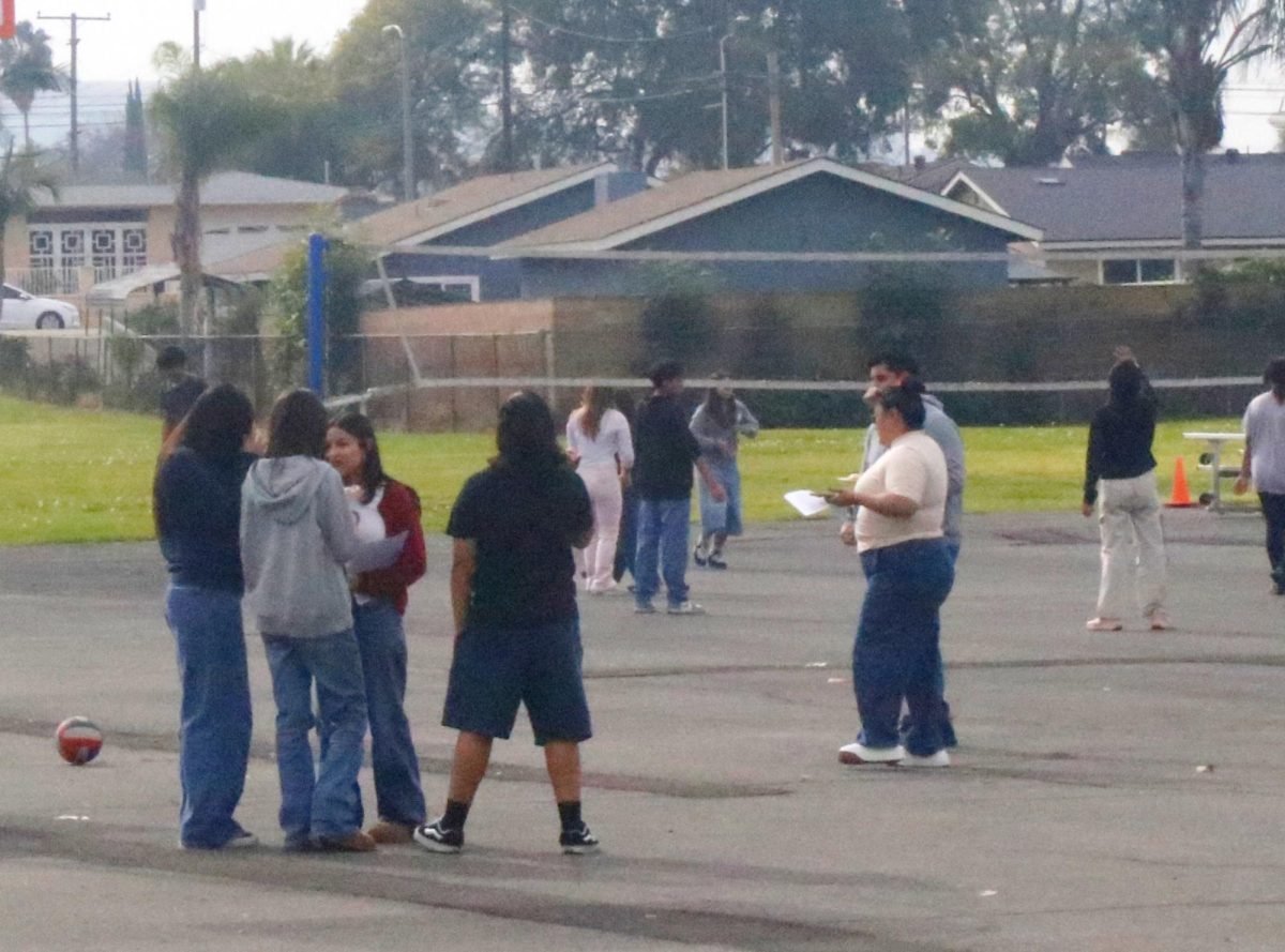 Both classes of Math and NF 10 taking a 10 minute break outside.