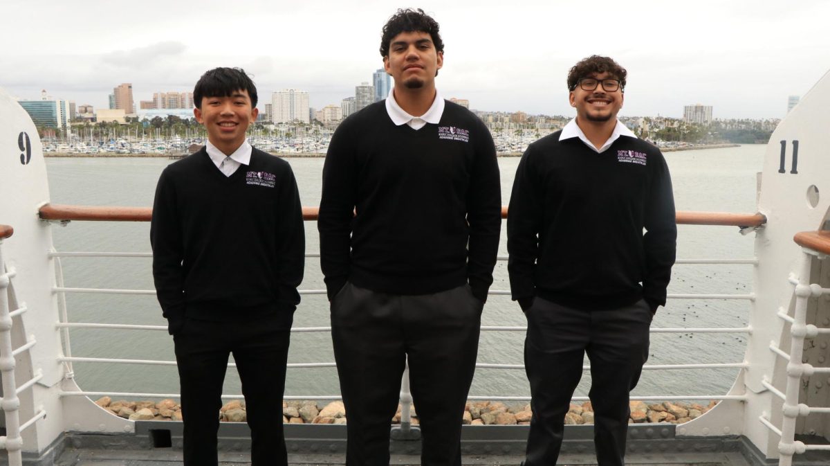 Tepochtli and his friends and fellow Academic Decathlon members pose on the Queen Mary for the Awards Banquet on Feb. 19.
