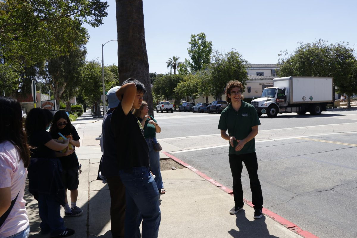 Kyle Cao (10th) asks a question about the University of La Verne's Campus. The 10th graders tour around the school, see what the university has to offer.